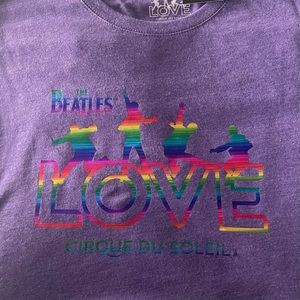 The Beatles LOVE Cirque du Soleil tee, purple, large, new.
